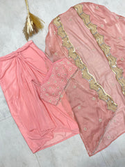 Party Wear Pink Color Dhoti Suit With Shrug