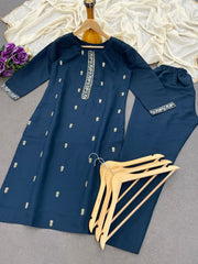 Presenting Roman Sequence Teal Blue Color Salwar Suit
