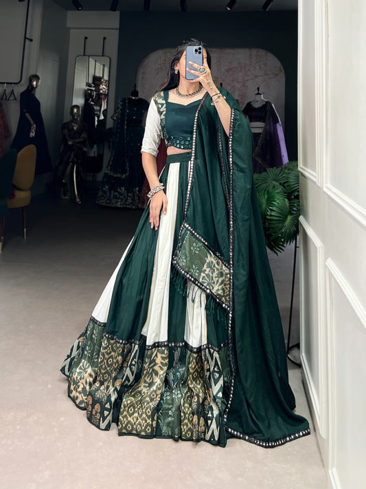 Traditional Wear Green Color Pure Rayon Lehenga Choli
