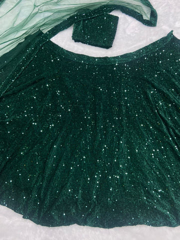 Captivating Sequence Work Green Color lehenga choli