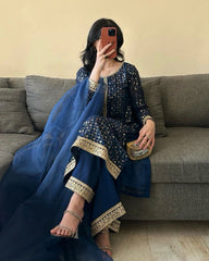 Exclusive Sequence Work Blue Color Salwar Suit