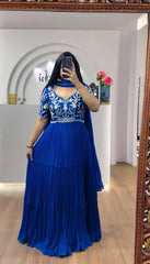Lovely Sequence Work Blue Color Gown