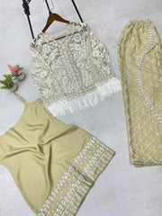 Party Wear Sequences Work Pista Color Palazzo Suit