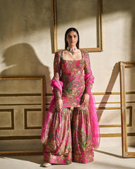 Attractive Embroidery Work Multicolor Sharara Suit