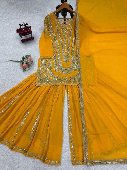 Black Color Sequence Work Stunning Sharara Suit
