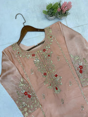 Gorgeous Peach Chinon Sequence Work Lehenga Choli With Top