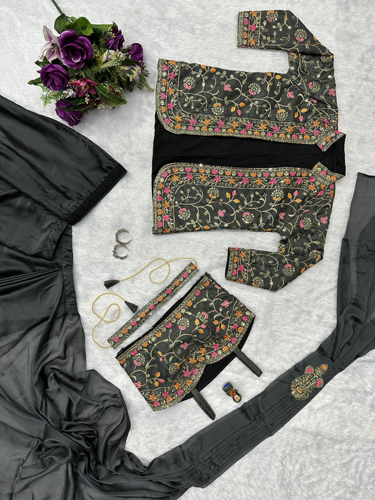 Wedding & Party Wear Rangoli Silk Black Color Saree