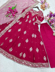 Stylish Pink Color Sequence Work Designer Gown