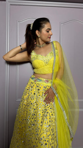 Occasion Wear Yellow Color Georgette Lehenga Choli