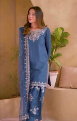 Pretty Blue Crepe Sequence Work Punjabi Style Palazzo Suit