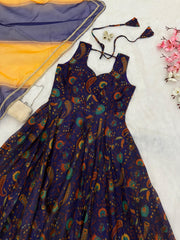 Fantastic Organza Silk Multi Color Anarkali Gown