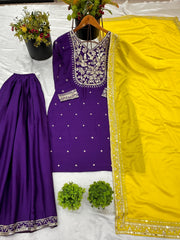 Preferable Sequence Work Purple Color Sharara Suit