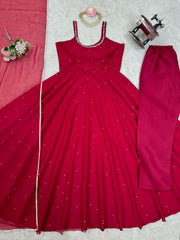 Awesome Real Mirror With Diamond Red Color Gown