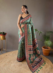 Blissful Green Color Digital Print Saree