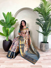 Occasion Wear Pretty Orange Silk Zari Saree