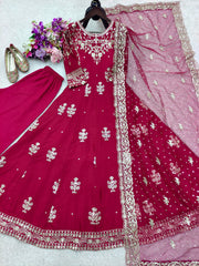 Stylish Pink Color Sequence Work Designer Gown