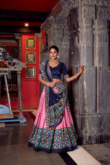 Ravishing Sky Blue Tasar Silk Lehenga Choli