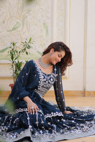 Wonderful Sequence Work Teal Blue Color Lehenga Choli