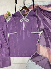 Captivating Beads Work Lavender Color Salwar Suit