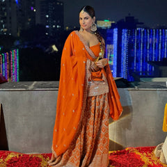 Classic Georgette Orange Color Sharara Suit