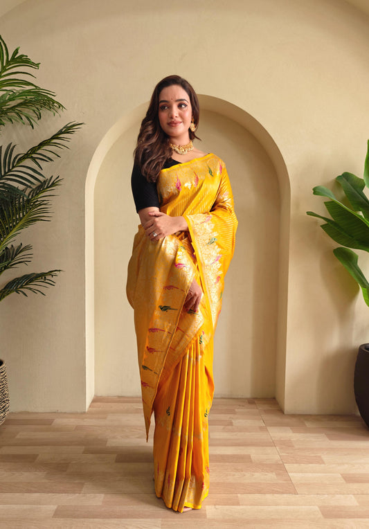 Festive Special Mustard Color Silk Saree