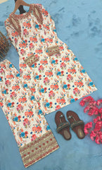 Beige Color Flower Printed Co-ords Set