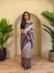 Blissful Digital Print Lavender Saree