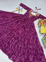 Amazing Purple Georgette Gamthi Work Navratri Gown