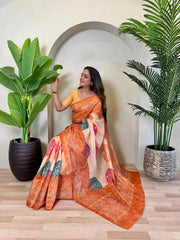 Adorable Bandhani Print Orange Color Saree