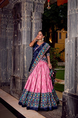 Ravishing Sky Blue Tasar Silk Lehenga Choli