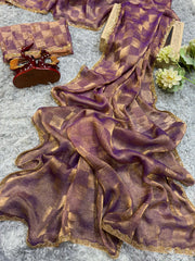 Gorgeous Box Pattern Purple Color Saree