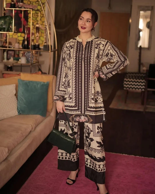 Black Color Digital Print Co-ord Set