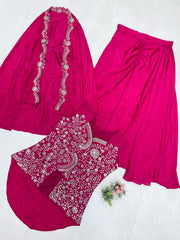 Party Wear Pink Color Skirt Koti With Shrug
