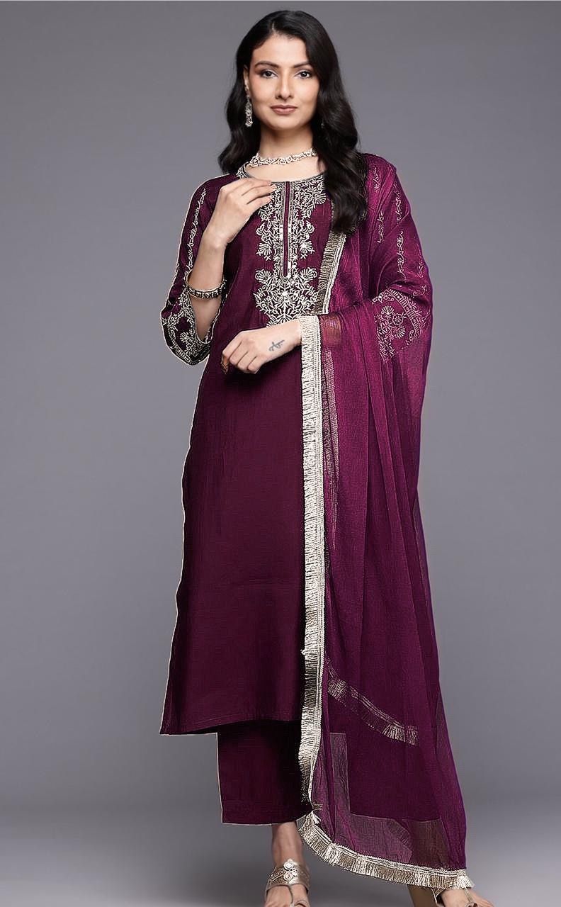 Delightful Reyon Maroon Color Salwar Suit