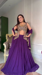 Preferable Purple Color Heavy Top With Lehenga