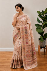 Beautiful Musterd Pashmina Silk Rajwadi Work Saree