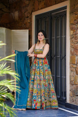Outstanding Organza Silk Multi Color Anarkali Gown