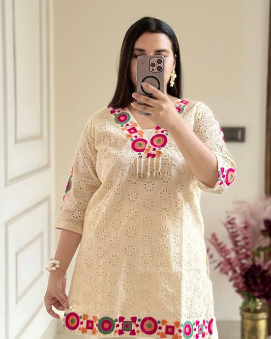 Gorgeous White Color Thread Work Co-ord Set