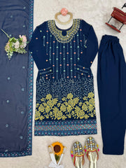 Precious Heavy Work Navy Blue Color Salwar Suit