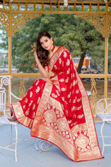 Wonderful Banarasi Silk Red Color Saree