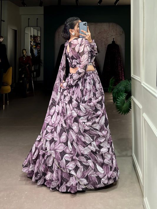 Party Wear Tabby Silk Purple Color Lehenga Choli