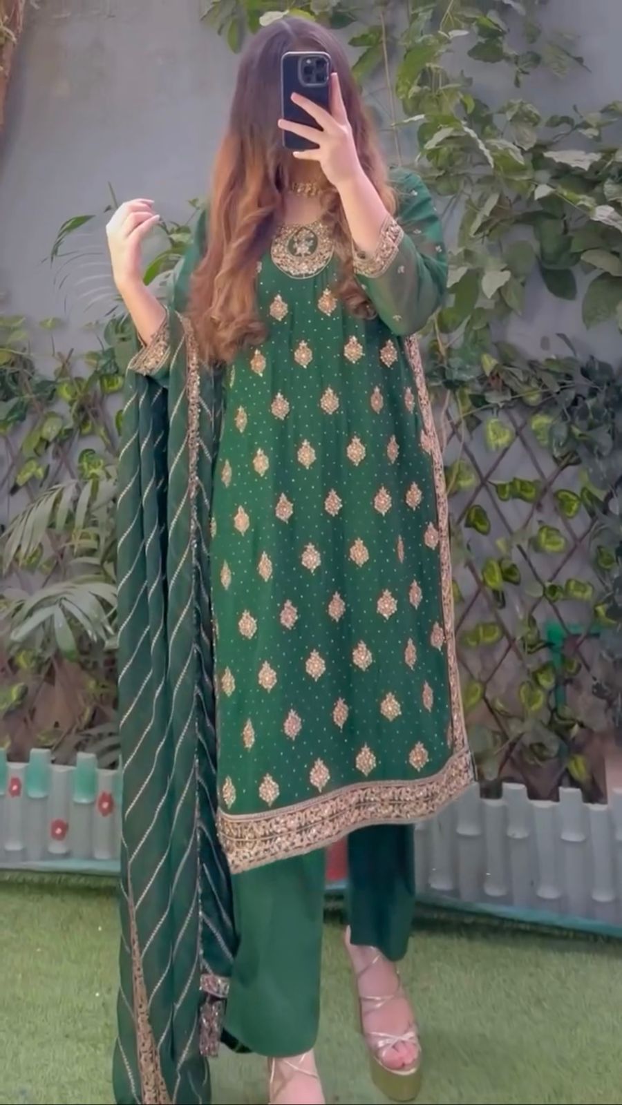 Festive Wear Green Color  Sequence Work Salwar Suit