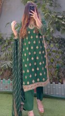 Festive Wear Green Color  Sequence Work Salwar Suit