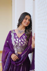 Traditional wear Sequence Work Purple Color Lehenga Choli