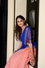 Exclusive Kanchipuram Peach Color Lehenga Choli