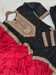 Shining Black Color With Heavy Work Salwar Suit