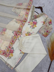 Pretty Digital Print White Color Salwar Suit