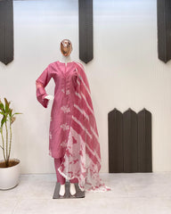 Outstanding Roman Silk Pink Color Salwar Suit