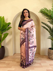 Blissful Digital Print Light Pink Saree