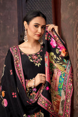 Digital Print Black Color Mirror Work Palazzo Suit